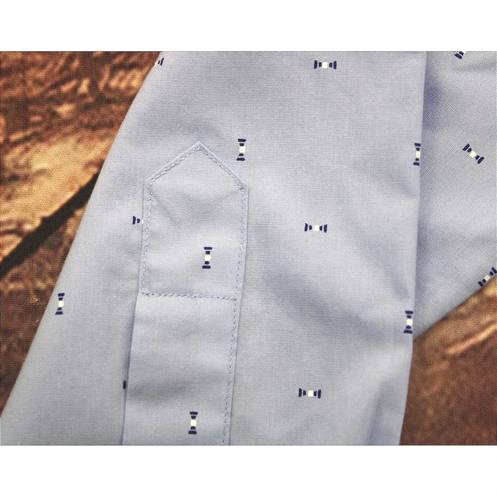 Banana Republic Mens‎ Blue Geometric Print Untucked Slim Fit Non-Iron Shirt L